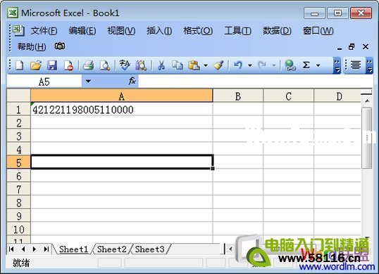 Excel中输入身份证号