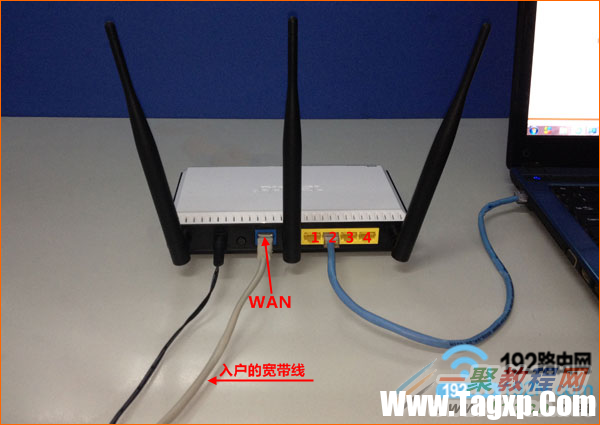 宽带是入户网线时，路由器的接线示意图
