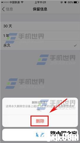 苹果iPhone6s自动删除短信设置