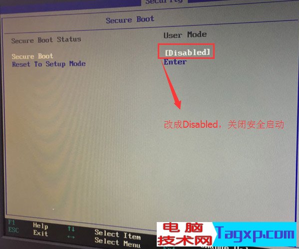 Secure Boot置成Disabled