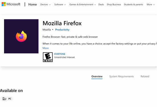 MozillaFirefox出现在Windows11AppStore中