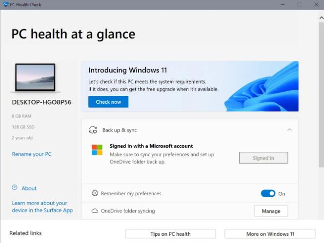 Windows10自动获取 PC Health Check 应用