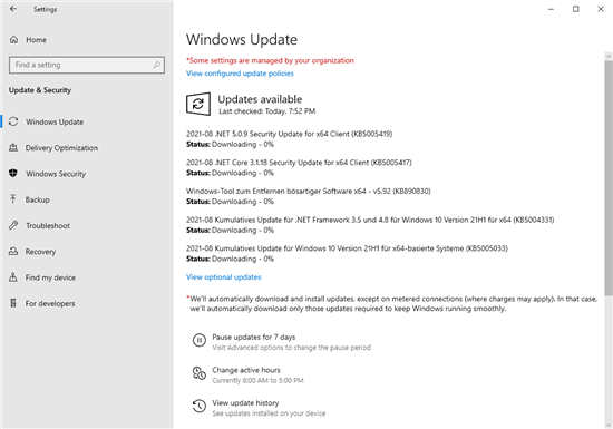 Microsoft Windows 安全更新 2021 年 8 月概述