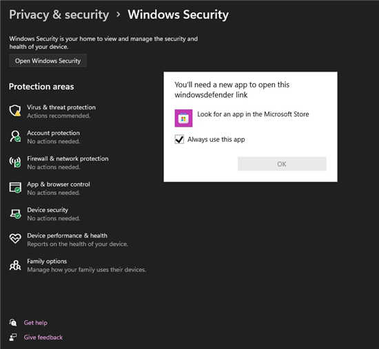 Windows 11 错误破坏了 Windows 安全应用程序