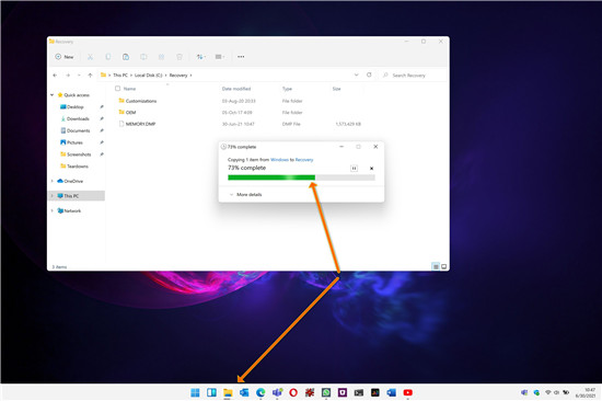 Windows 11新文件传输进度指示器能显示在任