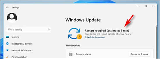 windows11将显示安装更新需要多长时间
