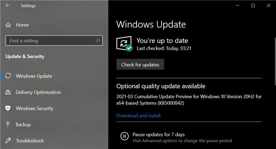 Windows 10 KB5000842（20H2）发布，性能提升