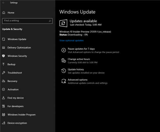 Windows10内部版本21359：推出