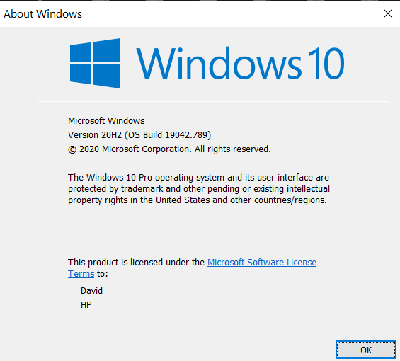 适用于Windows10 20H2 19042.789和2004 19041.789的