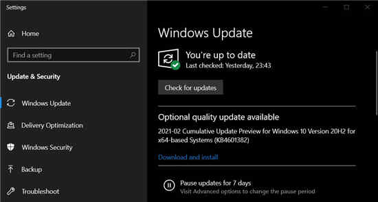 Windows10 KB4601382（20H2）现在推出并进行了改进