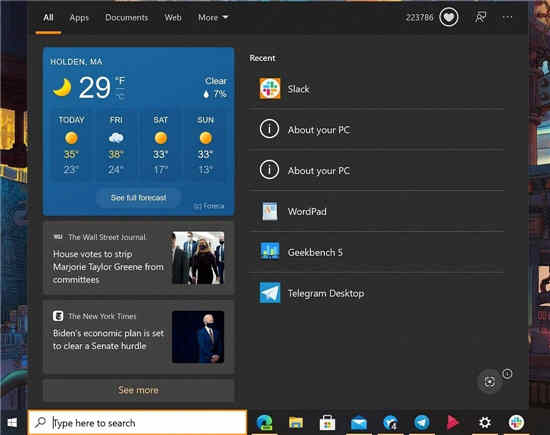 微软正在Windows10搜索中测试一种新的天气体验