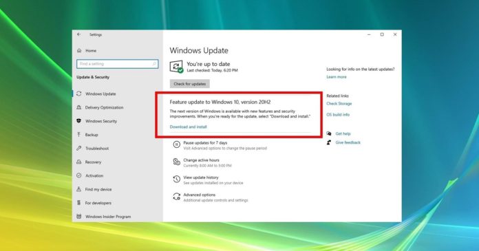 Windows10 October 2020更新可能会在接下来的几