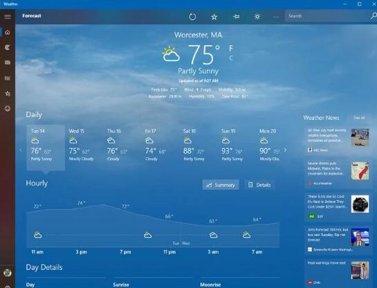 Windows10上的MSN Weather应用程序将新