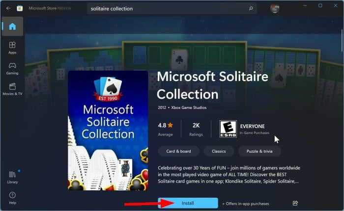 如何在 Windows 11 中重新安装 Microsoft Solitaire Collection
