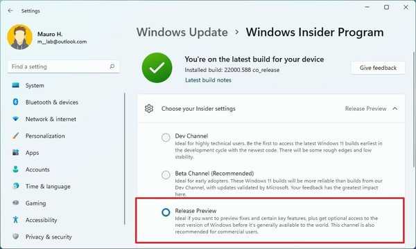 如何在 Windows 11 上更改 Insider 频道