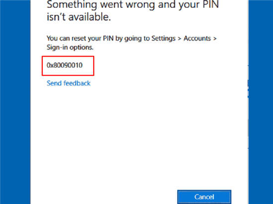如何修复win11或Win10中的Hello PIN错误0x80090011