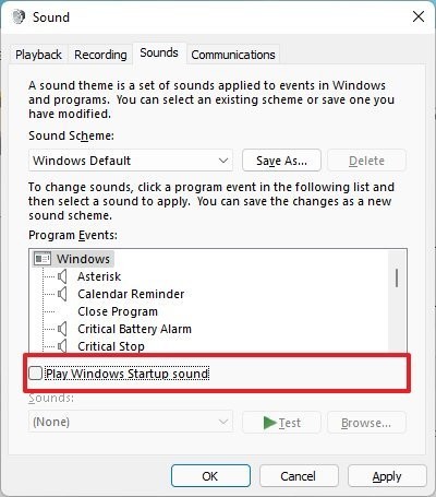 如何在Windows11上禁用启动声音