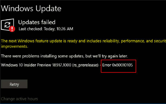 如何修复Windows10或win11中的更新错误0x80010105（已解决！）