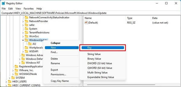 windows11最新注册表禁用自动更新方法