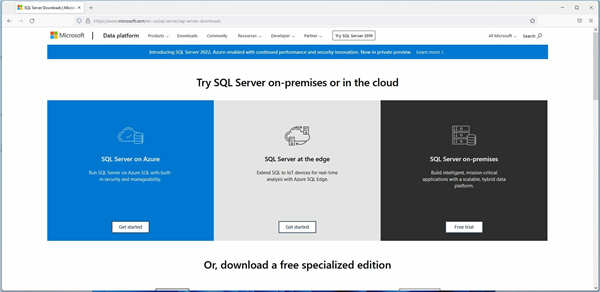 在Windows11上下载并安装Microsoft SQL Server 