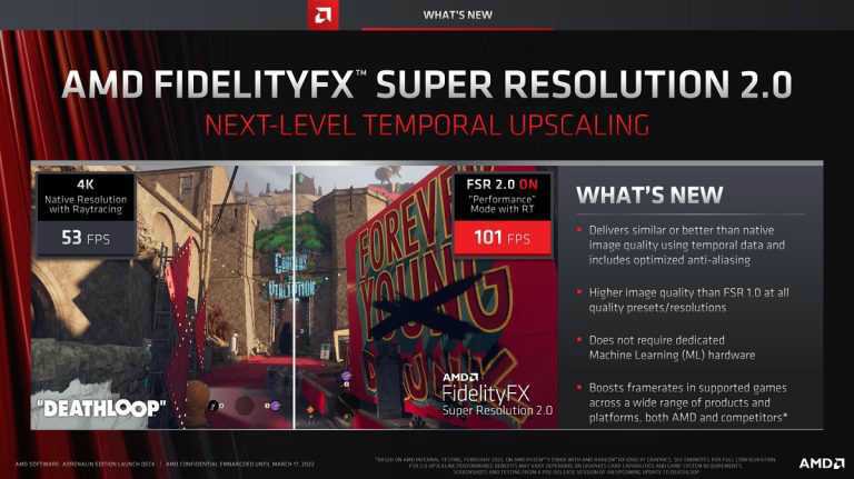 AMD 确认将于 2022 年第二季度推出 FidelityFX Super Resolution 2.0