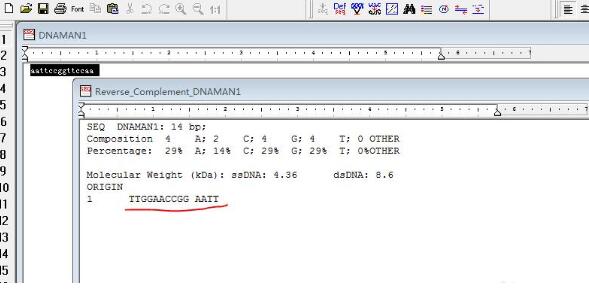 如何用DNAMAN软件得到反向互补的DNA序列