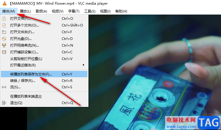 VLC播放器保存播放列表的方法