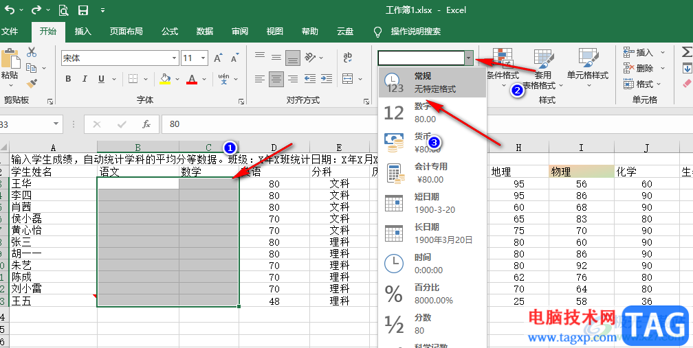 Excel显示或隐藏单元格内容的方法