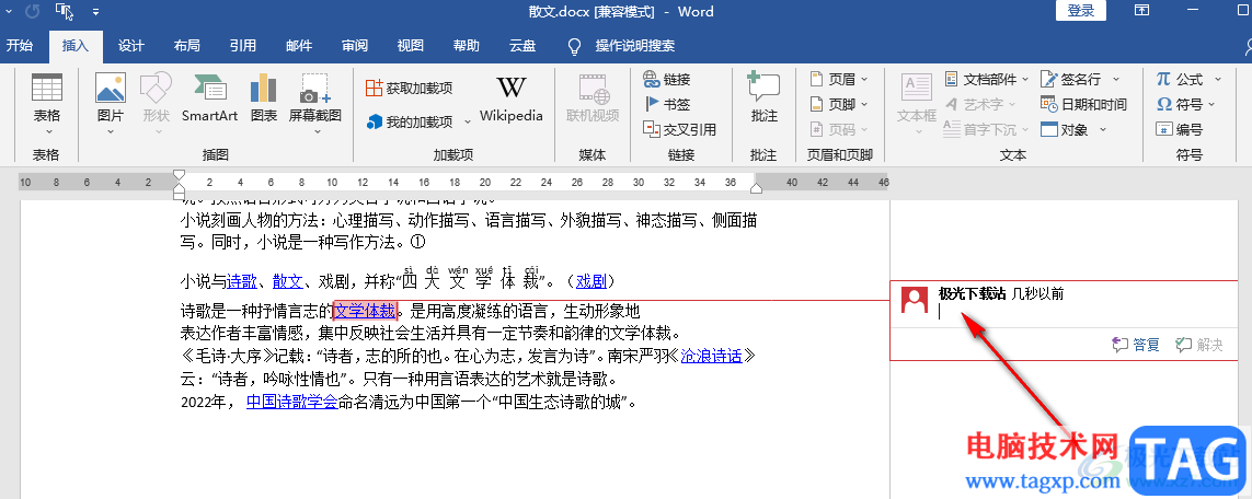 Word插入批注的方法