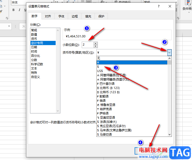 Excel设置会计专用格式的方法