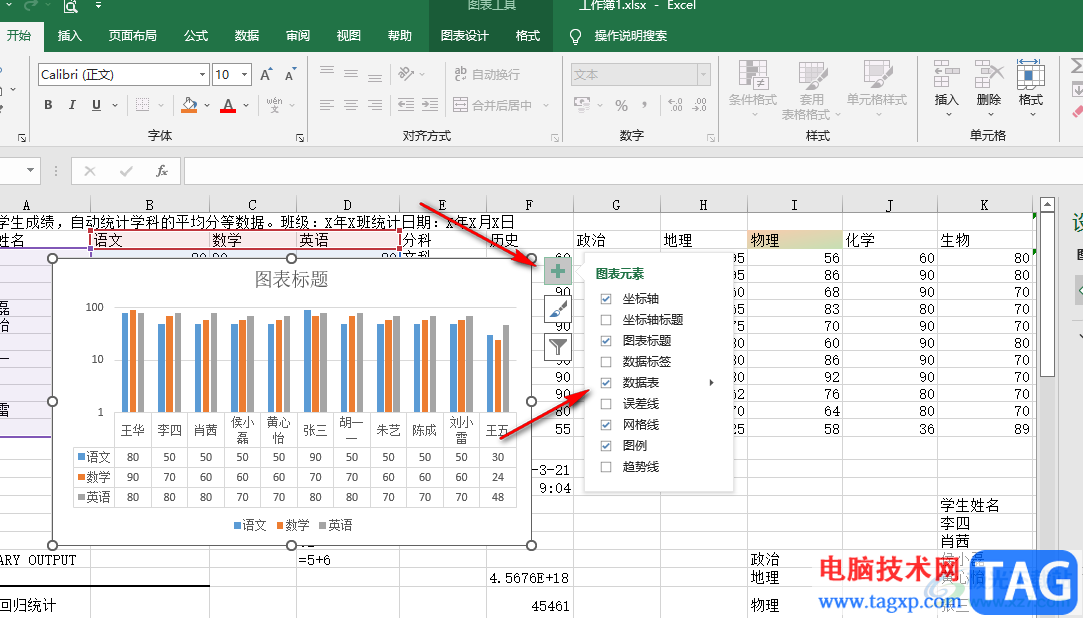 Excel图表下方显示数据表的方法