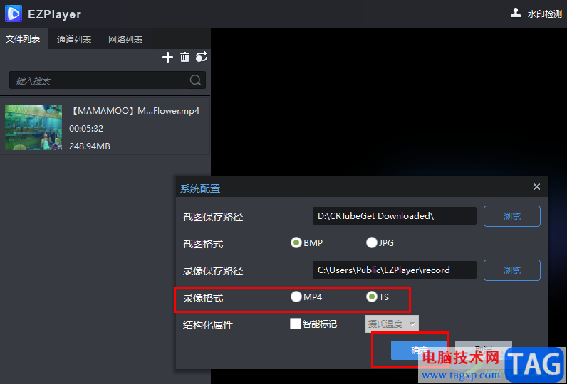 EZPlayer更改录像格式的方法