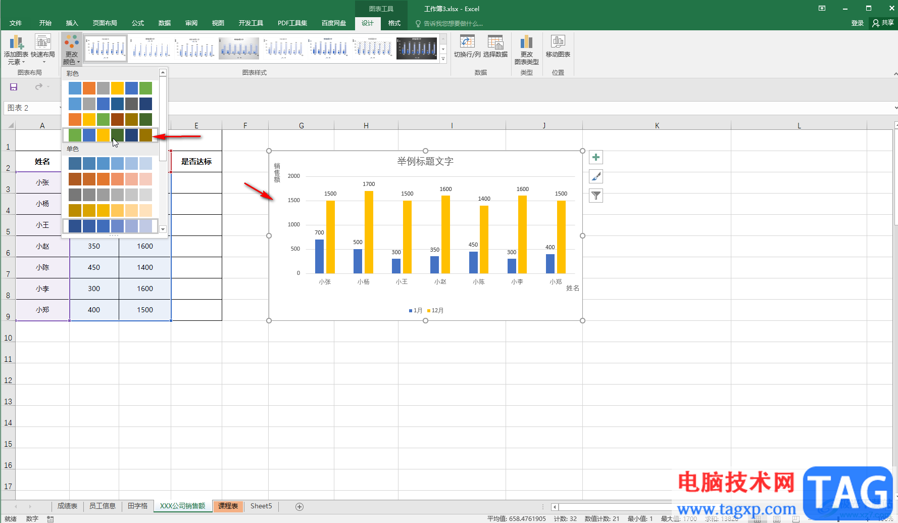 Excel调整数据图表的颜色的方法教程