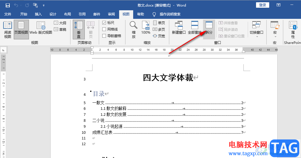 Word分屏显示的方法