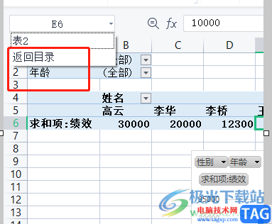 wps表格快速返回目录的教程