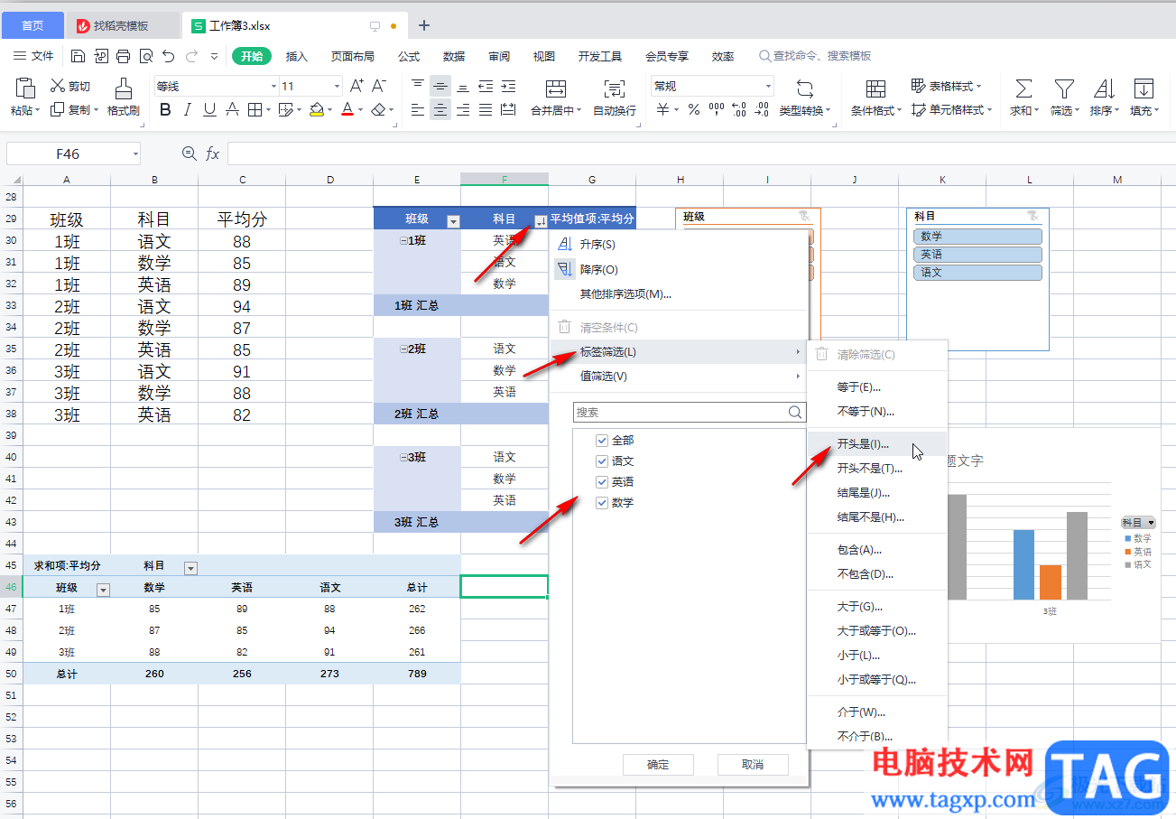 WPS表格中对数据透视表进行筛选操作的方法教程