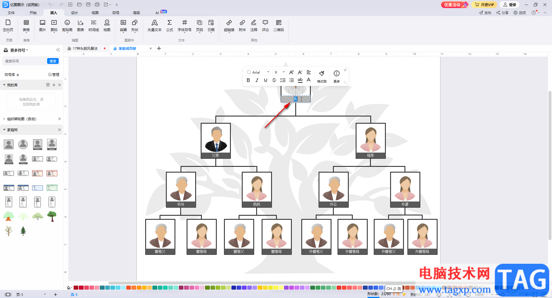 亿图图示制作家族关系图的方法教程