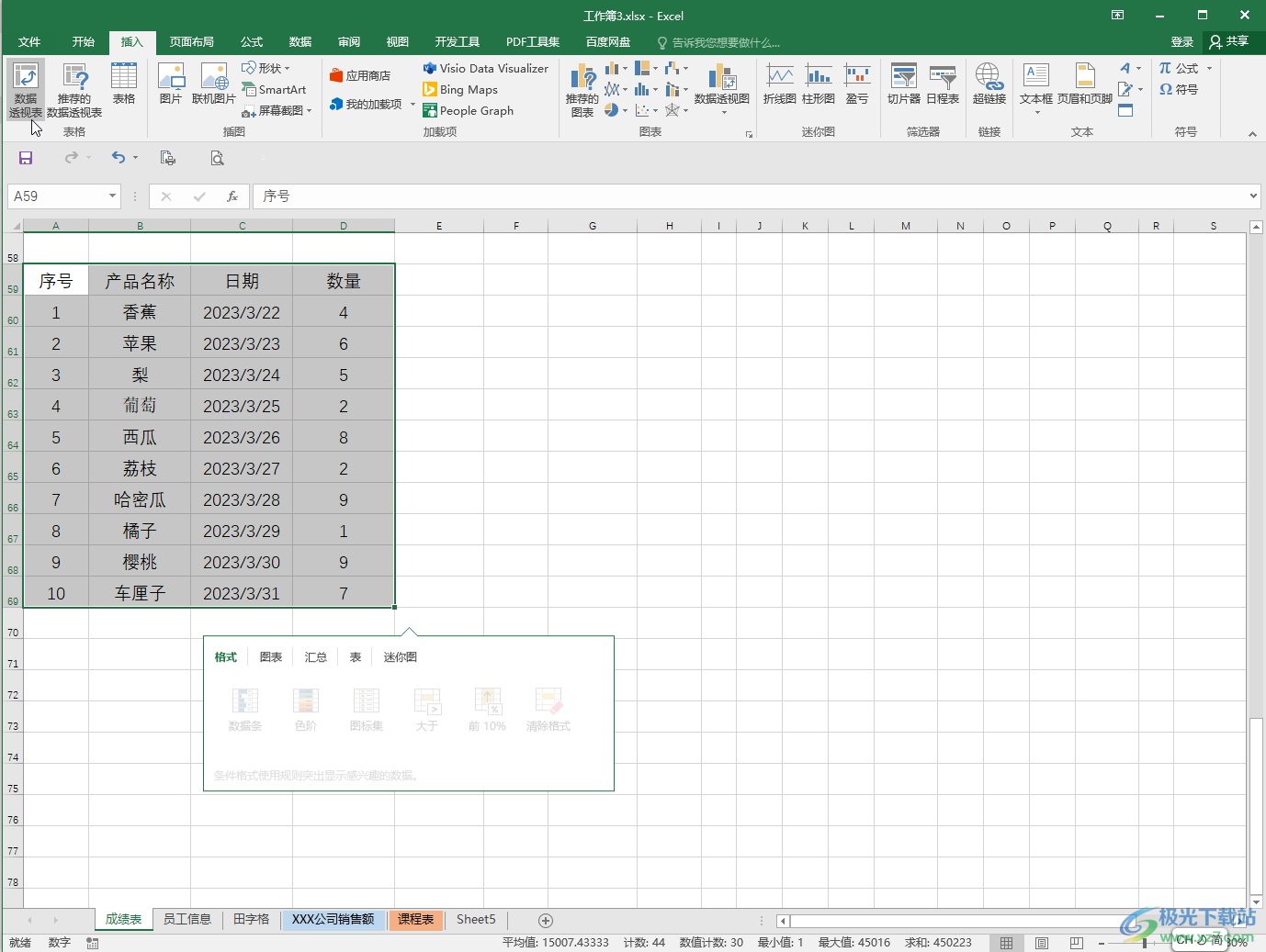 Excel表格中使用数据透视表进行汇总的方法教程