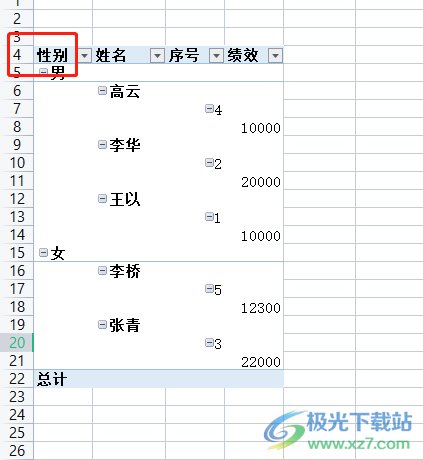 wps表格中的数据透明表修改行列字段顺序的教程