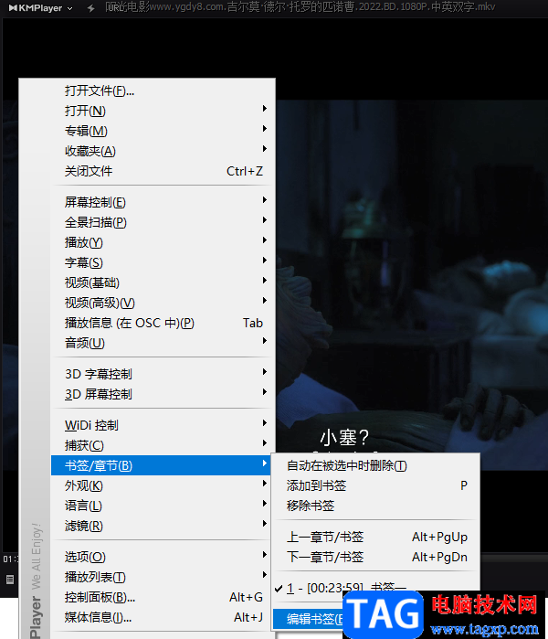 Kmplayer添加书签的方法
