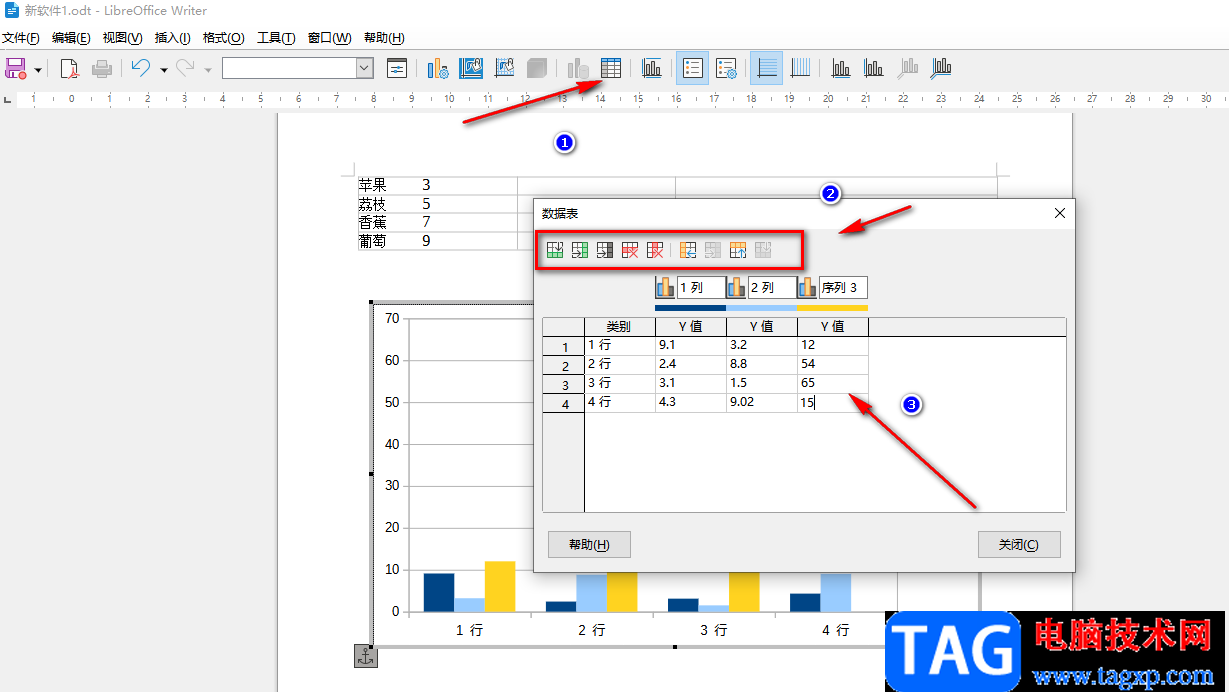 libreoffice在文档中插入图表的方法