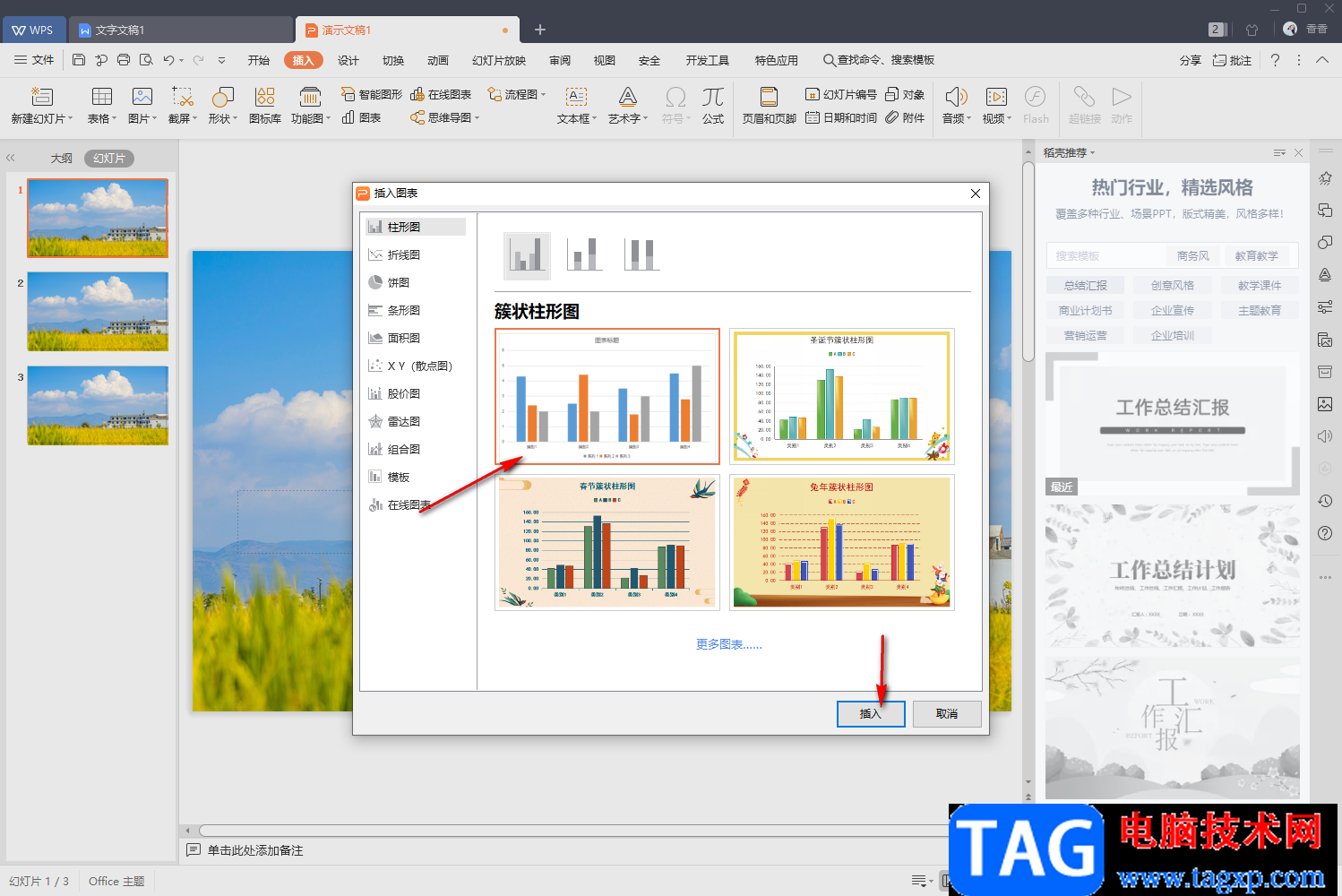 WPS PPT制作柱形图的方法