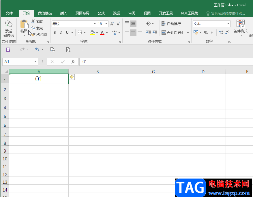 Excel表格解决输入01变成1的方法教程