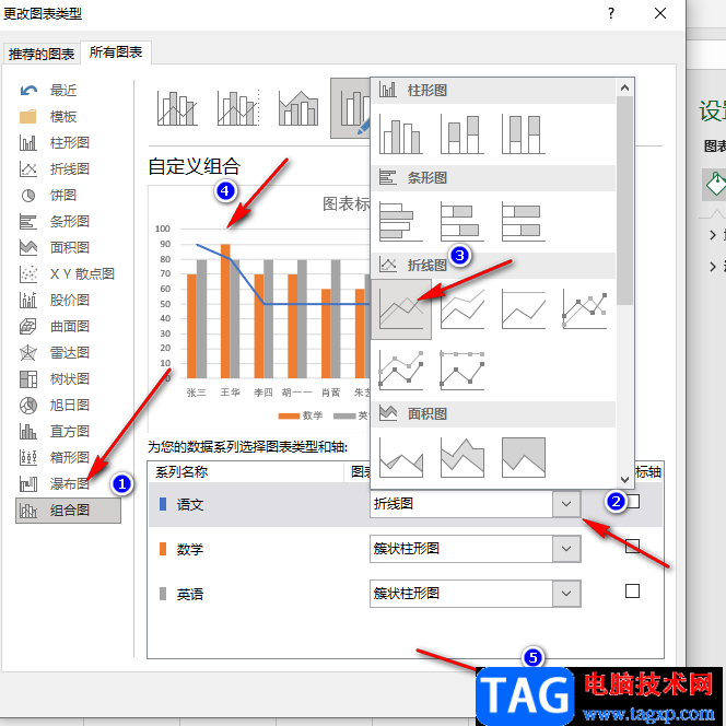 Excel将柱状图和折线图放在一起的方法