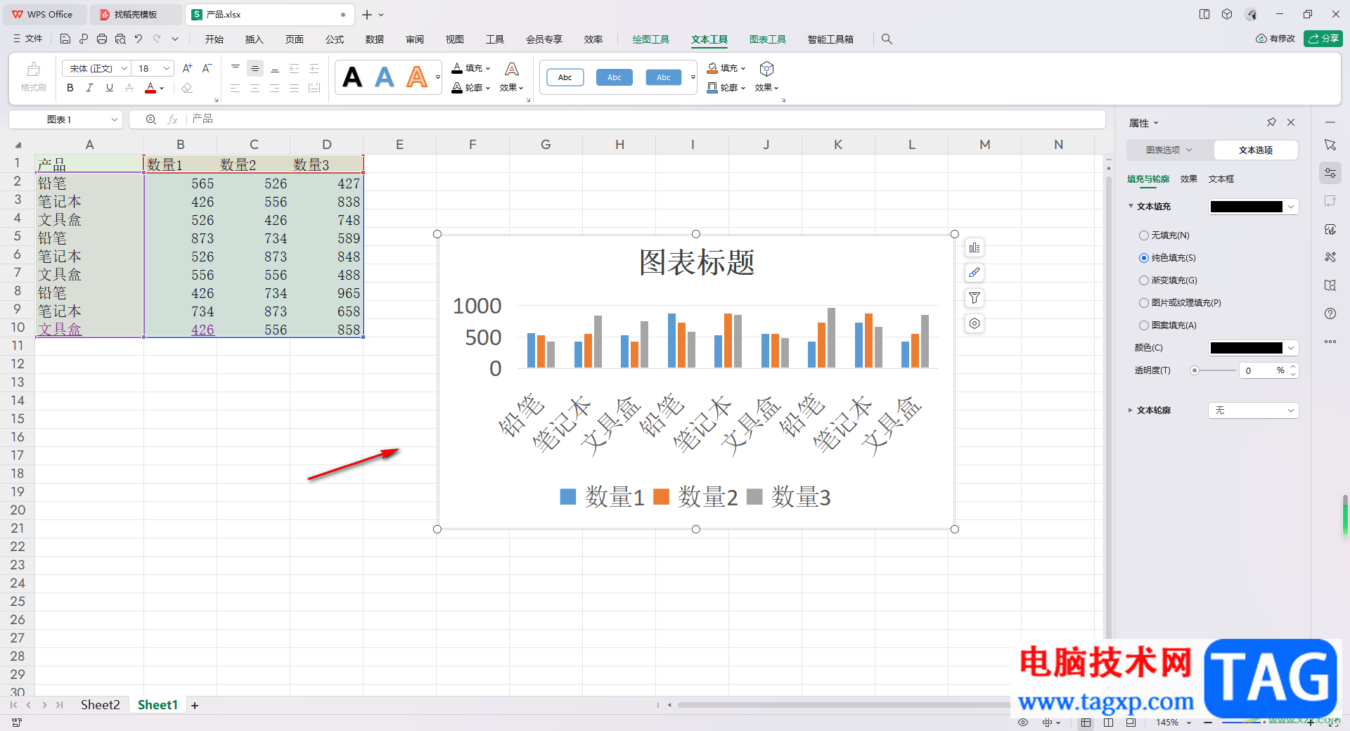 WPS Excel统一图表字体大小的方法