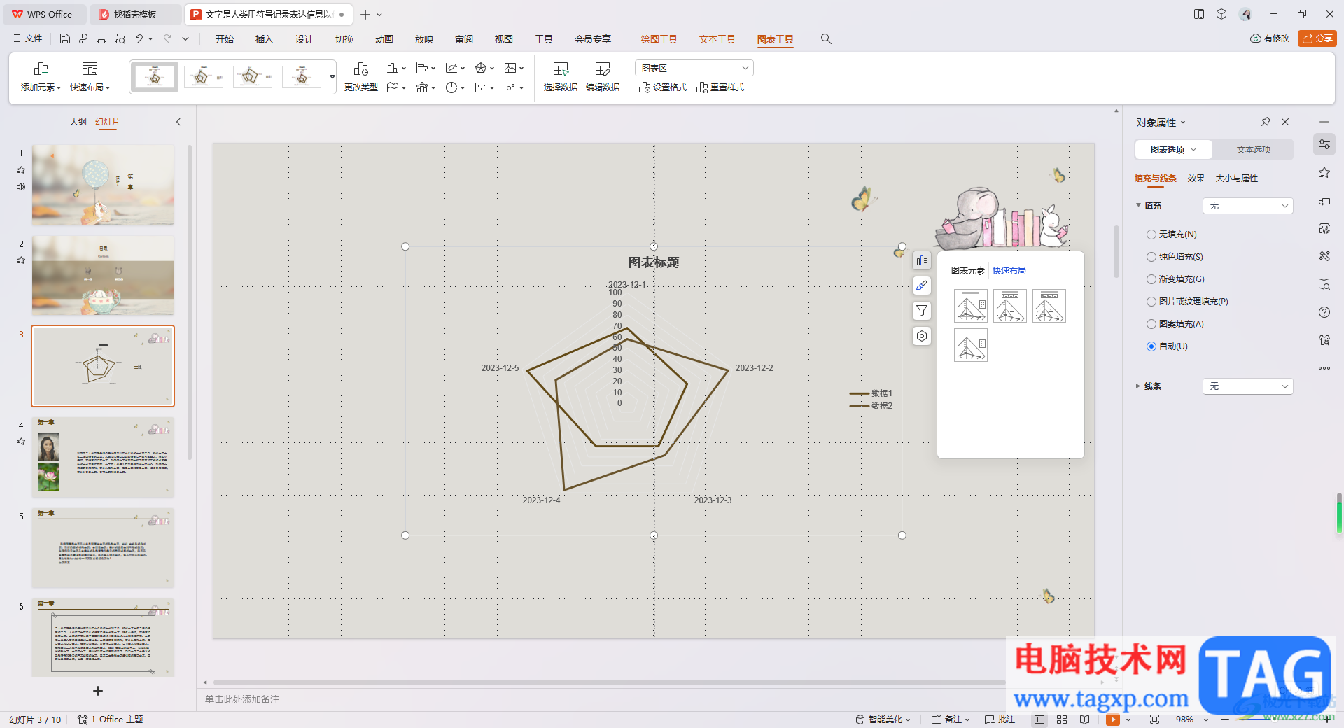 WPS PPT插入并编辑雷达图的方法