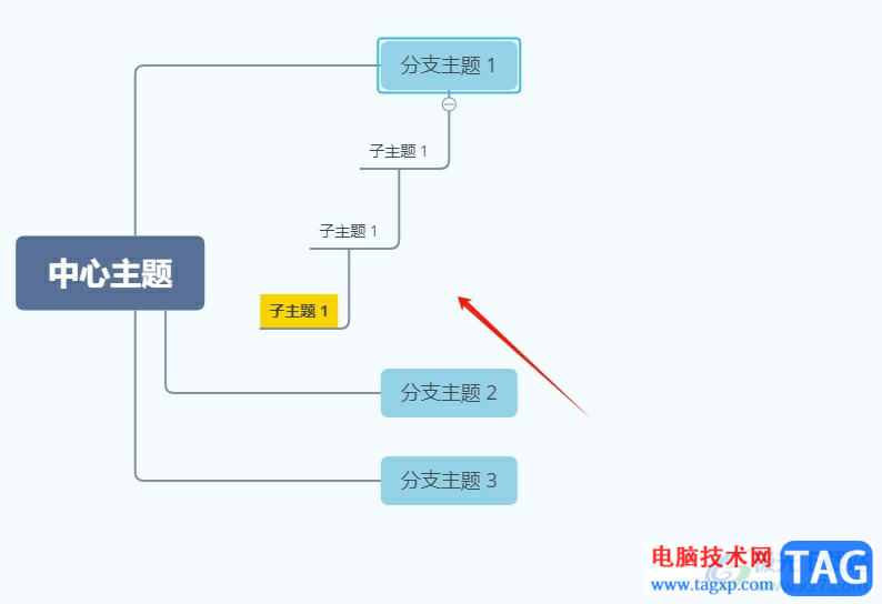 xmind改变子主题方向的教程