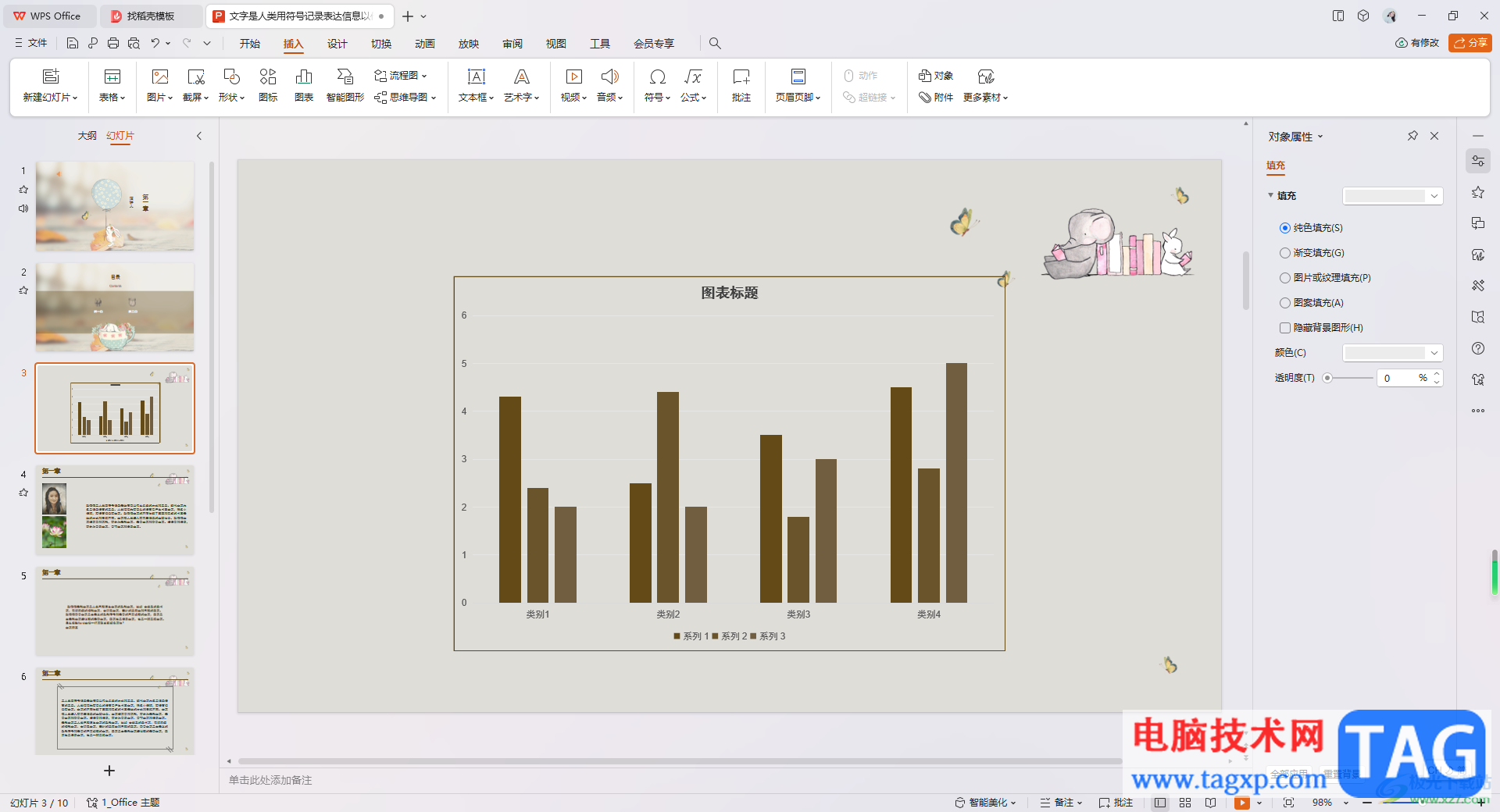 WPS PPT给图表添加边框的方法