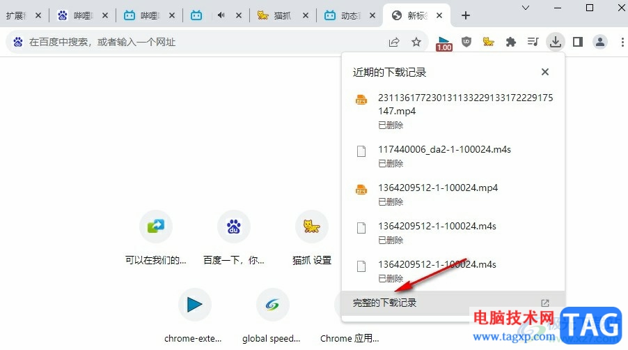 谷歌浏览器一键清除所有下载记录的方法