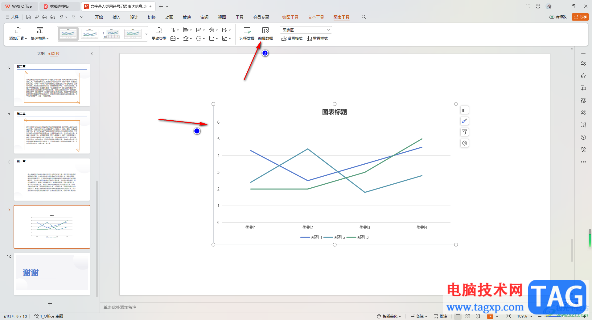 wps ppt中插入图表并编辑图表数据的方法